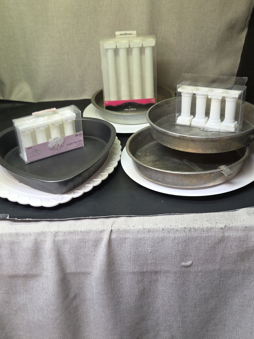 Bundle‎ Cake separator plates, pillars, pans  for Weddings, & special events